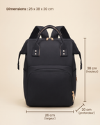 Sac à dos à langer Tendrinette · Noir · dimensions
