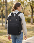 Sac à dos à langer Tendrinette · Noir · porté