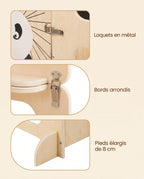 Tour d'observation Montessori évolutive Tendrinette · loquets, bords arrondis et pieds