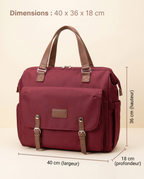 Sac à dos à langer vintage Tendrinette · Bordeaux · dimensions