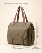Sac à dos à langer vintage Tendrinette · Kaki · dimensions